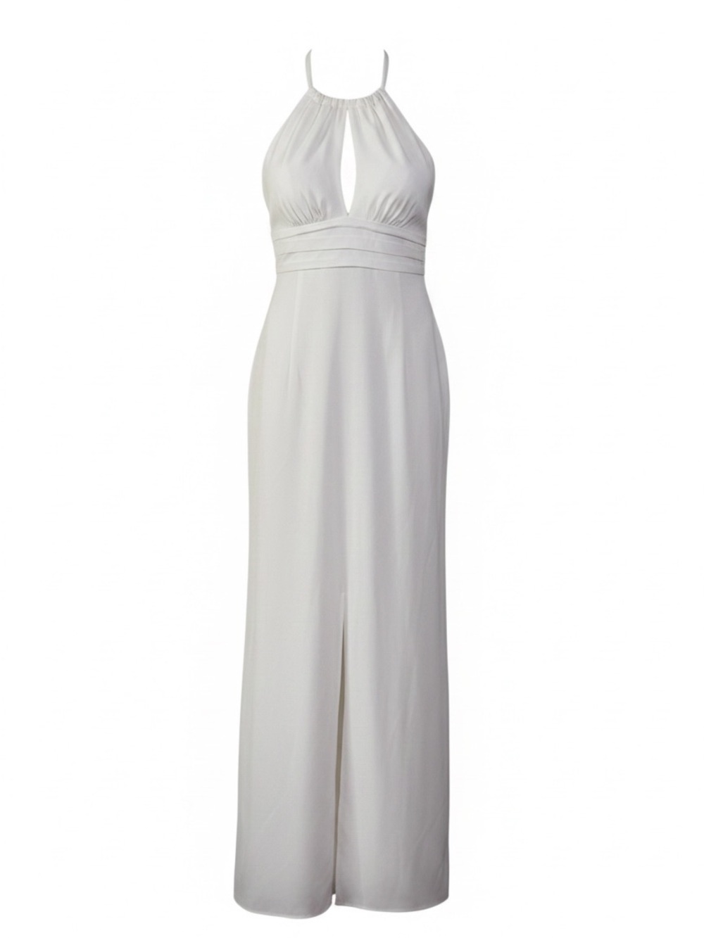 White Halter Wide Leg with Front Keyhole Jumpsuit